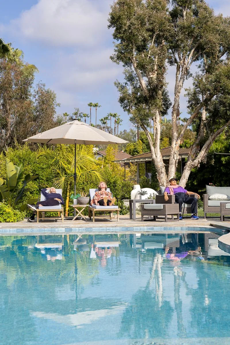 Poolside lounging area at Casa La Granada
